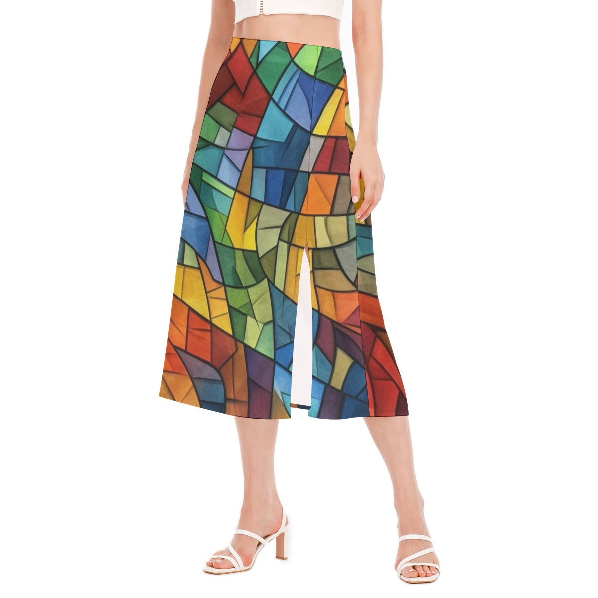 Stained-Glass Women's High Slit Long Skirt