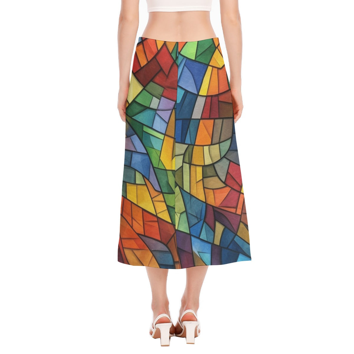 Stained-Glass Women's High Slit Long Skirt