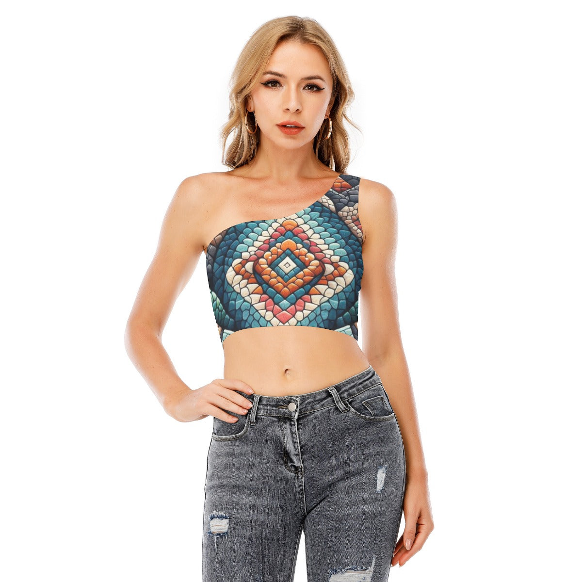 Snake Woman's One-Shoulder Crop Top