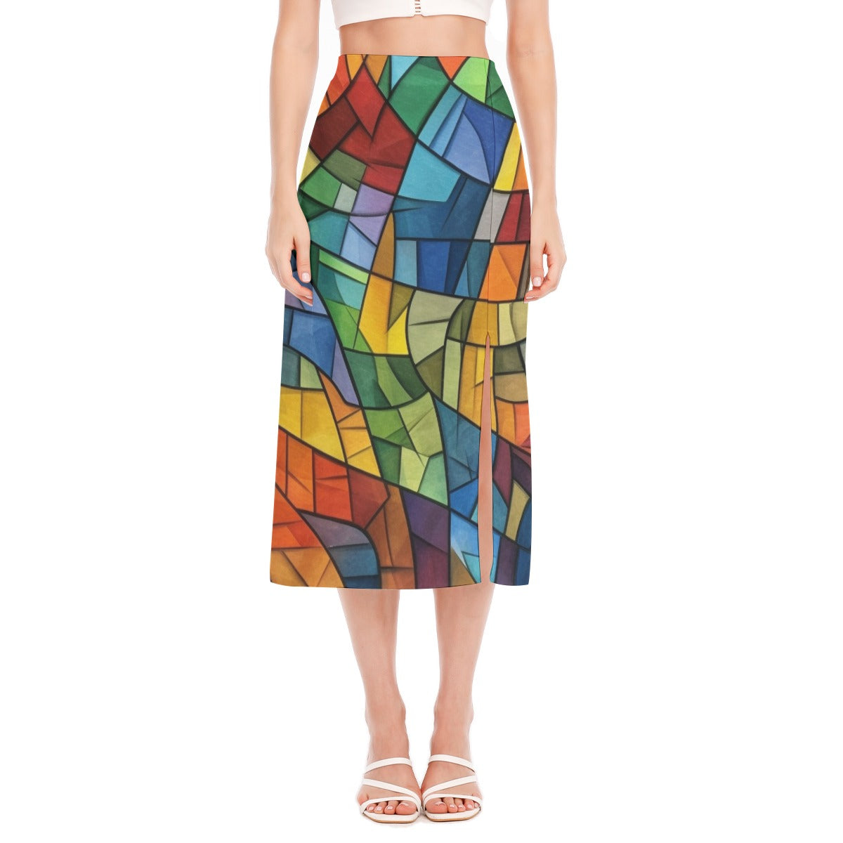 Stained-Glass Women's High Slit Long Skirt