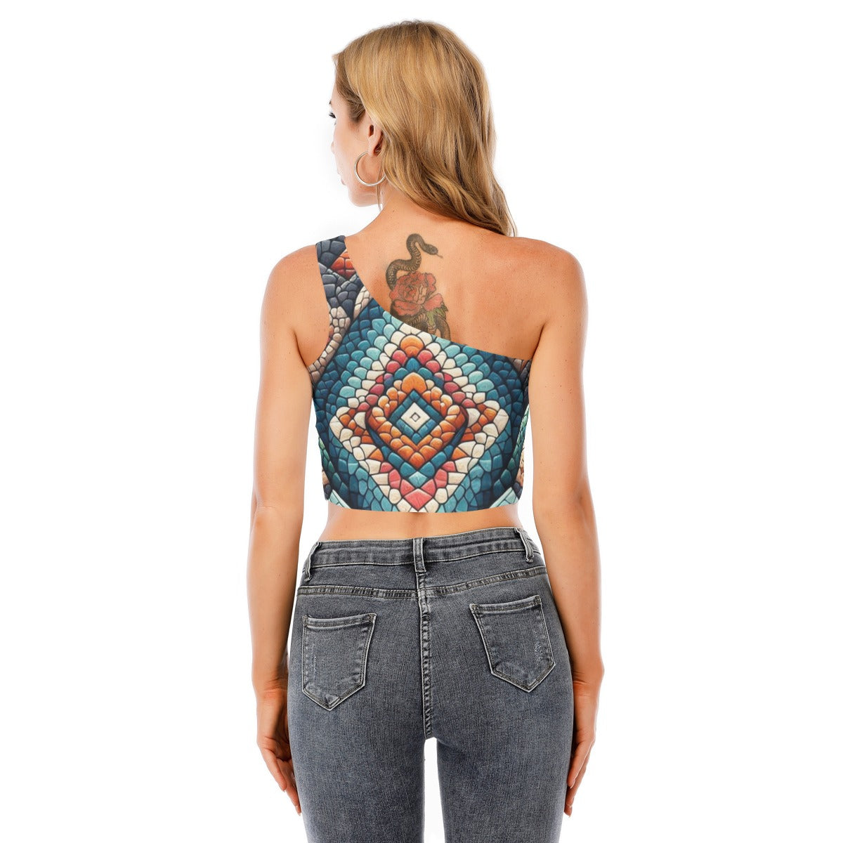 Snake Woman's One-Shoulder Crop Top