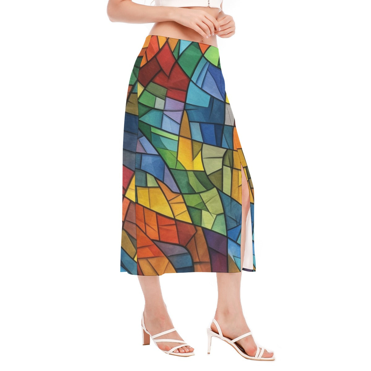 Stained-Glass Women's High Slit Long Skirt