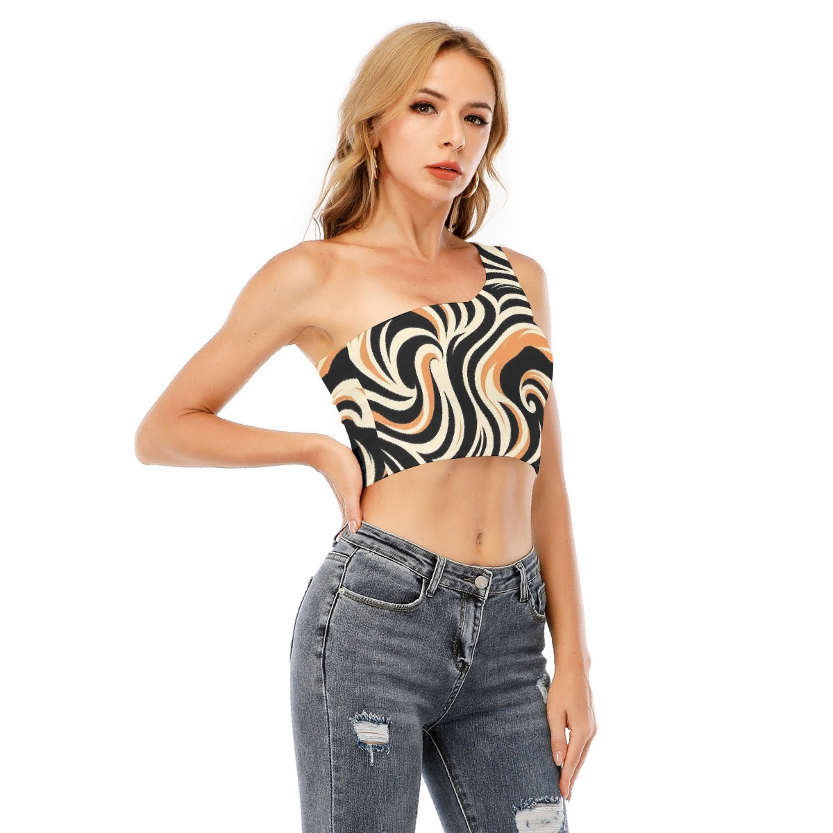 Tiger Woman's One-Shoulder Crop Top